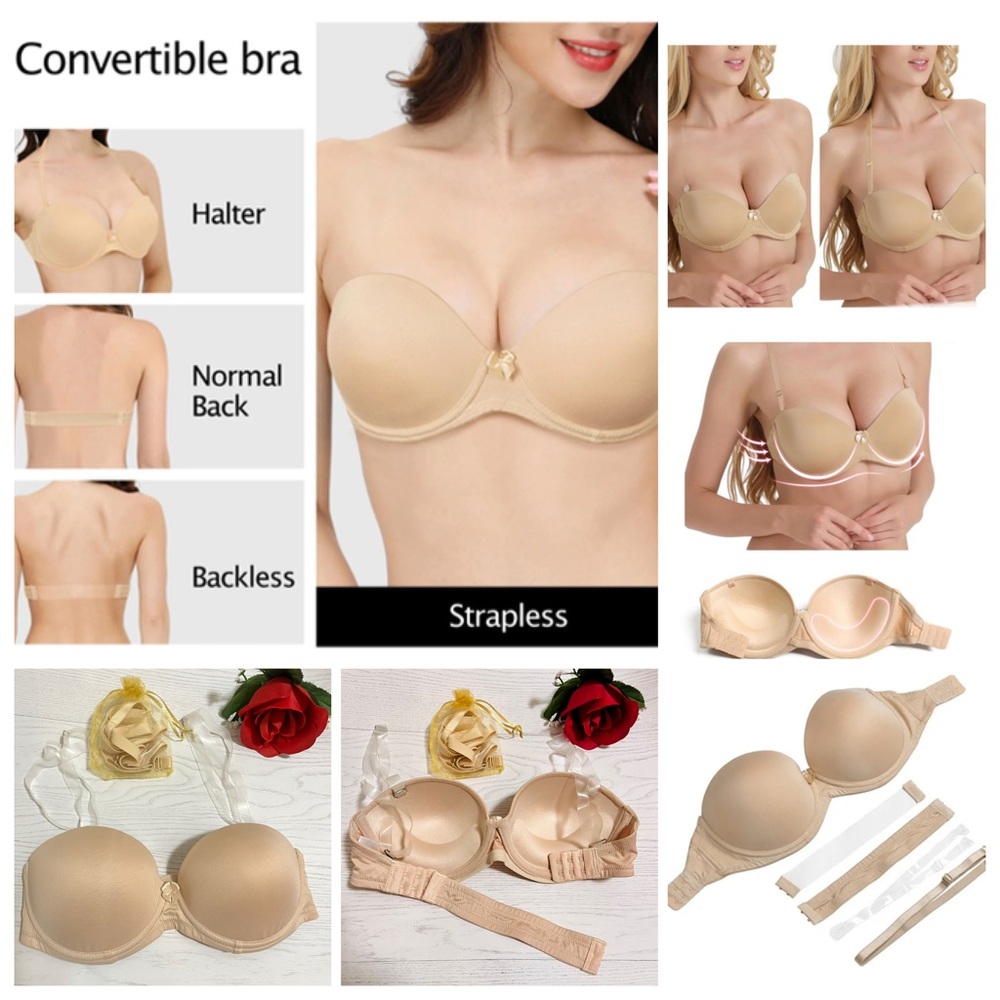 Convertible Strapless Bra - Padded - Beige- 34A